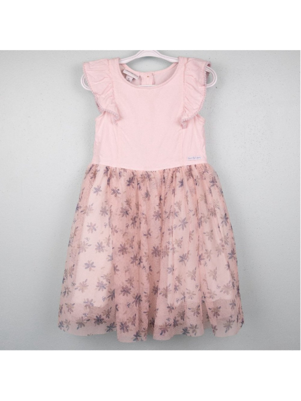 Girls Calvin Klein pink floral tulle dress-6